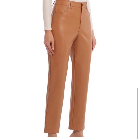 AVEC LES FILLES faux brown straight leg leather pants. Size L, NWT•••Anthro - Picture 2 of 16